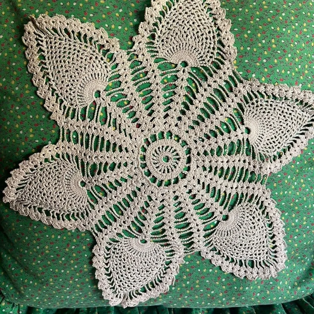 Vintage crocheted doily pillow